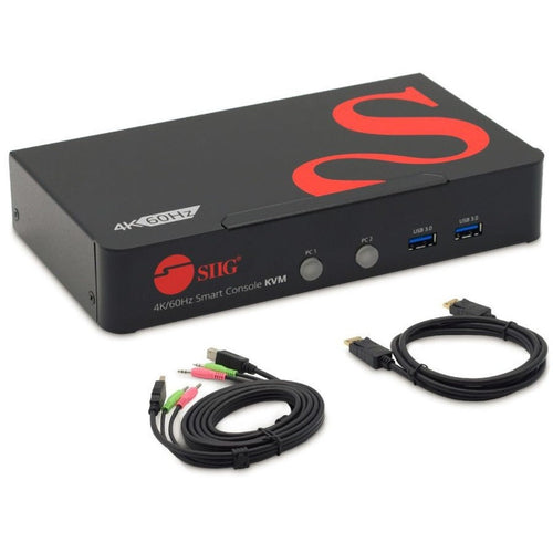 2 Port 4K 60HZ DisplayPort 1.2 KVM Switch with USB 3.0 and Multi-Media ports - DP KVM Switch - TAA Compliant - CE-DP0F11-S1 - eCommerce Business Prime