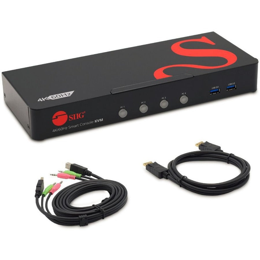 4 Port 4K 60HZ DisplayPort 1.2 KVM Switch with USB 3.0 and Multi-Media ports - DP KVM Switch - TAA Compliant - CE-DP0G11-S1 - eCommerce Business Prime