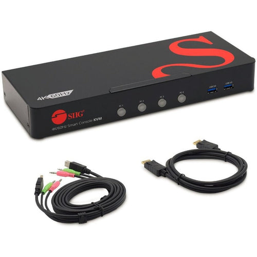 4 Port 4K 60HZ DisplayPort 1.2 KVM Switch with USB 3.0 and Multi-Media ports - DP KVM Switch - TAA Compliant - CE-DP0G11-S1 - eCommerce Business Prime