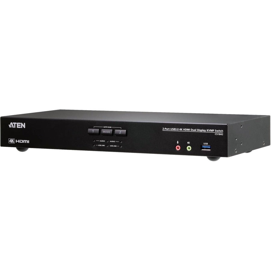 ATEN 2-Port USB 3.0 4K HDMI Dual Display KVMP Switch - 2 Computer(s) - 2 Local User(s) - 4096 x 2160 - 1 x Network (RJ-45) - 6 x USB - 6 x HDMI - CS1842 - eCommerce Business Prime