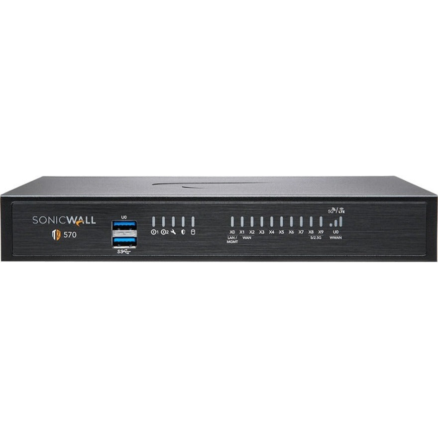SonicWall TZ570 Network Security/Firewall Appliance - 8 Port - 10/100/1000Base-T - 5 Gigabit Ethernet - DES, 3DES, MD5, SHA-1, AES (128-bit), AES (192-bit), AES (256-bit) - 8 x RJ-45 - 2 Total Expansi...  - 02-SSC-5662 - eCommerce Business Prime