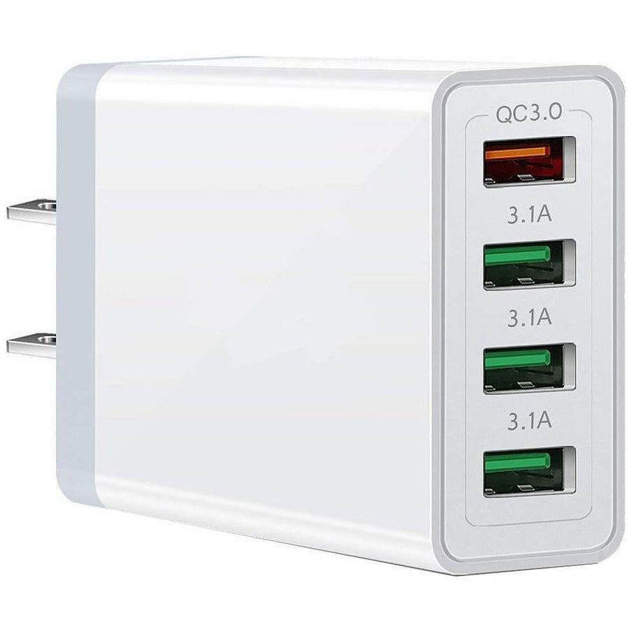 4XEM UC04 4-Port Charger Adapter - 1 Pack - 18 W - 120 V AC, 230 V AC Input - 5 V DC/3.10 A, 9 V DC, 12 V DC Output - White - 4XPOWER4USB - eCommerce Business Prime