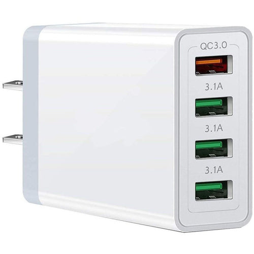 4XEM UC04 4-Port Charger Adapter - 1 Pack - 18 W - 120 V AC, 230 V AC Input - 5 V DC/3.10 A, 9 V DC, 12 V DC Output - White - 4XPOWER4USB - eCommerce Business Prime