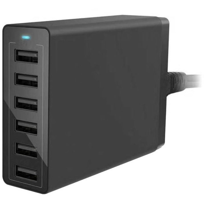 4XEM 6-Port USB Charger - 1 Pack - 120 V AC, 230 V AC Input - 5 V DC/10 A Output - Black - 4XPOWER6USB - eCommerce Business Prime
