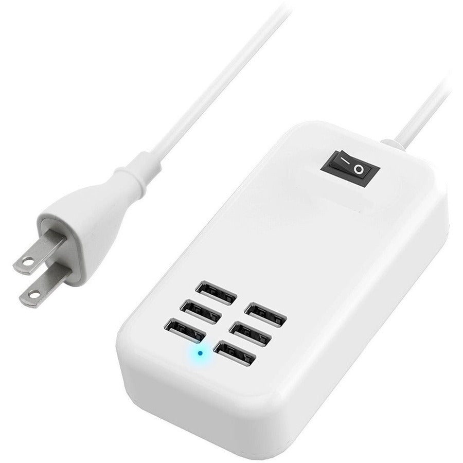 4XEM 20W 6-Port USB Power Adapter - 1 Pack - 20 W - 120 V AC, 230 V AC Input - 5 V DC/3 A Output - White - 4XPOWER6USBCBL - eCommerce Business Prime