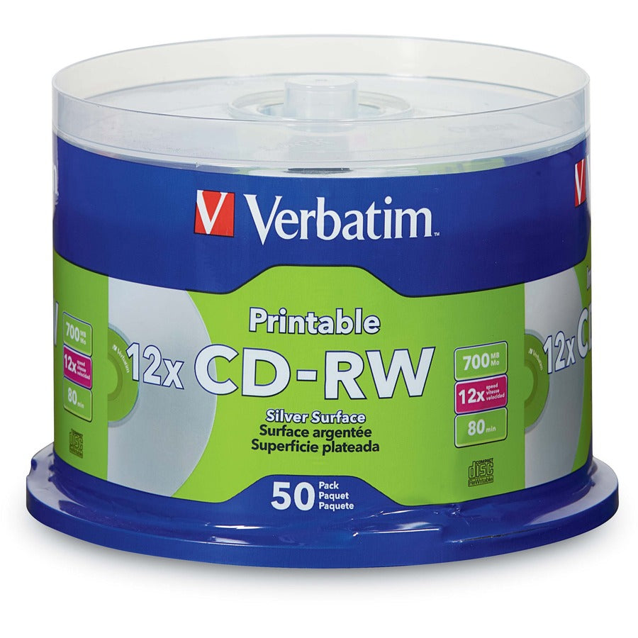 CD-RW 700MB 12X DataLifePlus Silver Inkjet Printable with Branded Hub - 50pk Spindle - 12X DataLifePlus Silver Inkjet Printable with Branded Hub - 95159 - eCommerce Business Prime