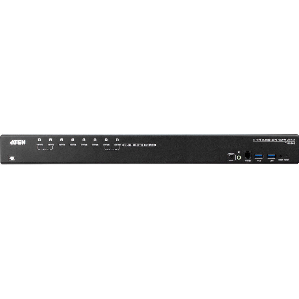 ATEN CS19208 8-Port USB 3.0 4K DisplayPort KVM Switch with Rack Mounting Kit - 8 Computer(s) - 1 Local User(s) - 4096 x 2160 - 12 x USB - 1 x HDMI - 9 x DisplayPort - CS19208 - eCommerce Business Prime