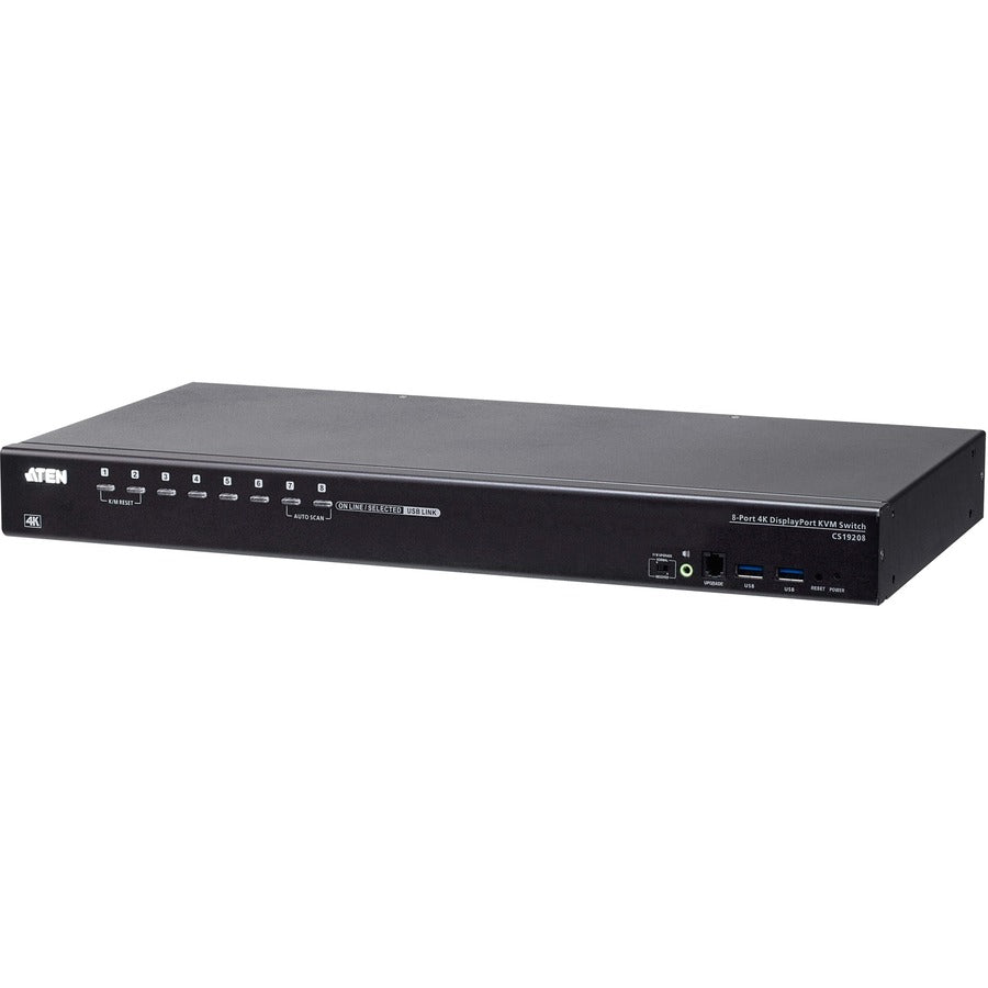 ATEN CS19208 8-Port USB 3.0 4K DisplayPort KVM Switch with Rack Mounting Kit - 8 Computer(s) - 1 Local User(s) - 4096 x 2160 - 12 x USB - 1 x HDMI - 9 x DisplayPort - CS19208 - eCommerce Business Prime