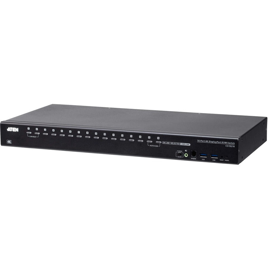 ATEN CS19216 16-Port USB 3.0 4K DisplayPort KVM Switch with Rack Mounting Kit - 16 Computer(s) - 1 Local User(s) - 4096 x 2160 - 20 x USB - 1 x HDMI - Rack-mountable - 17 x DisplayPort - CS19216 - eCommerce Business Prime