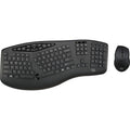 Adesso TruForm Wireless Ergonomic Keyboard And Optical Mouse - USB Membrane Wireless RF 2.40 GHz Keyboard - 104 Key - English (US) - Black - USB Wireless RF Mouse - Optical - 1600 dpi - Scroll Wheel -...  - WKB-1600CB - eCommerce Business Prime