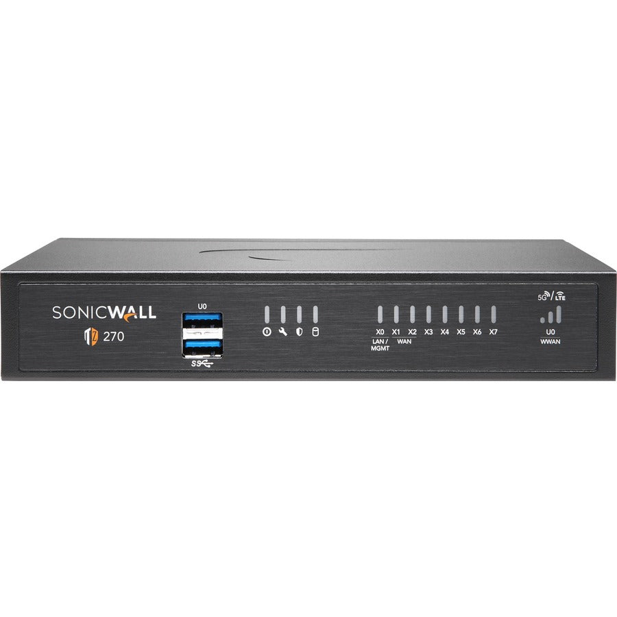 SonicWall TZ270 High Availability Firewall - 8 Port - 10/100/1000Base-T - Gigabit Ethernet - DES, 3DES, MD5, SHA-1, AES (128-bit), AES (192-bit), AES (256-bit) - 8 x RJ-45 - Desktop, Rack-mountable - 02-SSC-6447 - eCommerce Business Prime