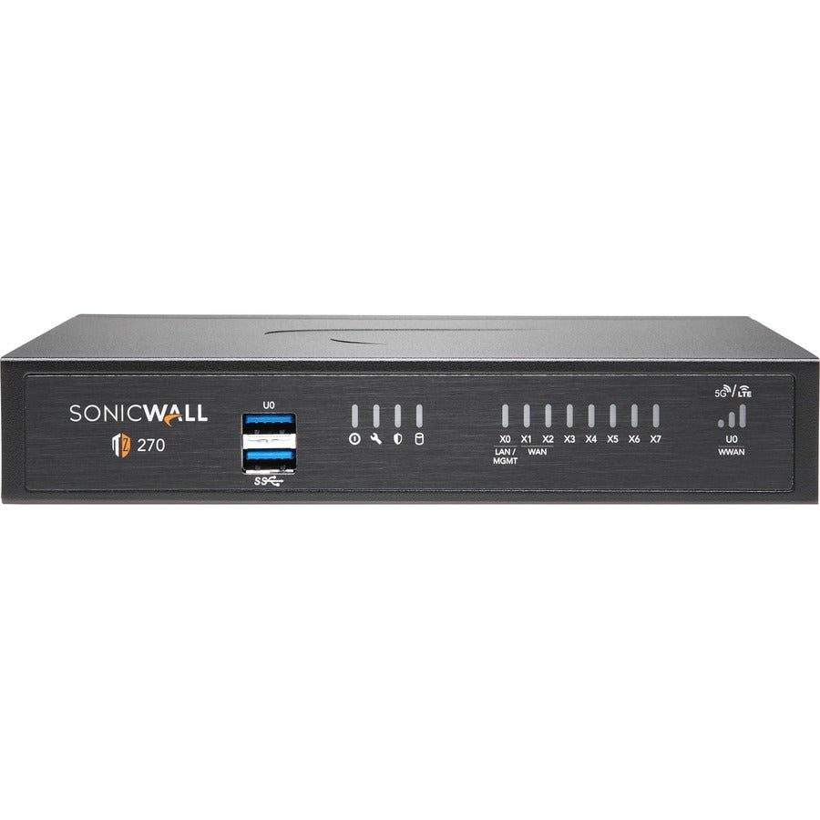 SonicWall TZ270 Network Security/Firewall Appliance - 8 Port - 10/100/1000Base-T - Gigabit Ethernet - DES, 3DES, MD5, SHA-1, AES (128-bit), AES (192-bit), AES (256-bit) - 8 x RJ-45 - 3 Year Secure Upg...  - 02-SSC-6847 - eCommerce Business Prime