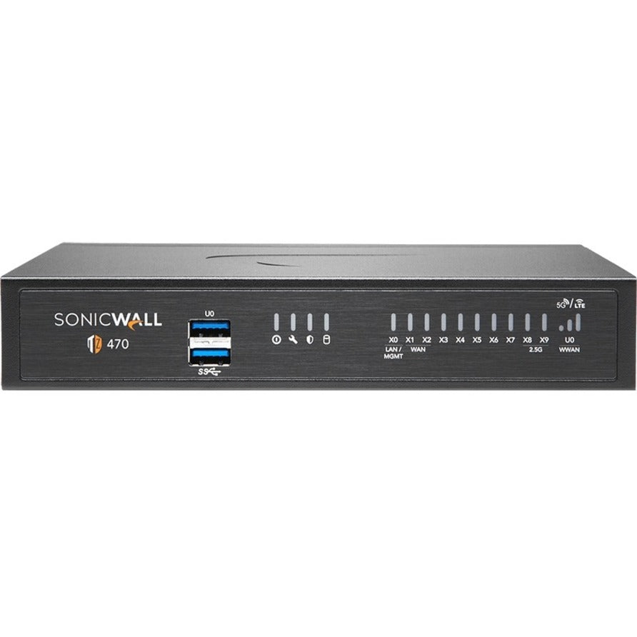 SonicWall TZ470 Network Security/Firewall Appliance - 8 Port - 10/100/1000Base-T - 2.5 Gigabit Ethernet - DES, 3DES, MD5, SHA-1, AES (128-bit), AES (192-bit), AES (256-bit) - 8 x RJ-45 - 2 Total Expan...  - 02-SSC-7261 - eCommerce Business Prime