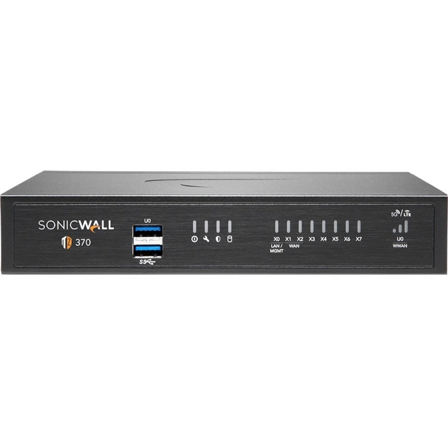 SonicWall TZ370 Network Security/Firewall Appliance - 8 Port - 10/100/1000Base-T - Gigabit Ethernet - DES, 3DES, MD5, SHA-1, AES (128-bit), AES (192-bit), AES (256-bit) - 8 x RJ-45 - 3 Year Secure Upg...  - 02-SSC-7287 - eCommerce Business Prime
