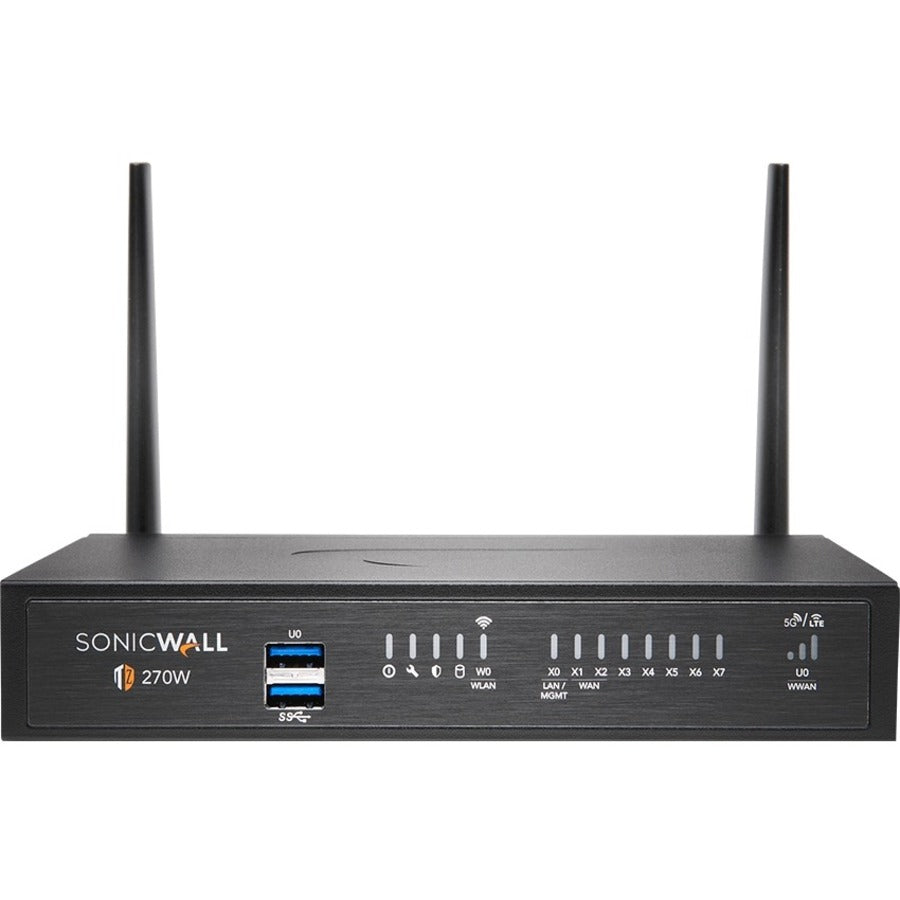 SonicWall TZ270W Network Security/Firewall Appliance - 8 Port - 10/100/1000Base-T - Gigabit Ethernet - Wireless LAN IEEE 802.11ac - DES, 3DES, MD5, SHA-1, AES (128-bit), AES (192-bit), AES (256-bit), ...  - 02-SSC-7323 - eCommerce Business Prime