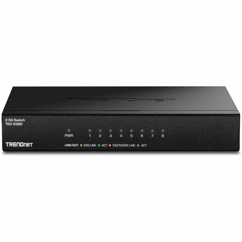 TRENDnet 8-Port Unmanaged 2.5G Switch, 8 x 2.5GBASE-T Ports, 40Gbps Switching Capacity, Backwards Compatible with 10-100-1000Mbps Devices, Fanless, Wall Mountable, Black, TEG-S380 - 8 Ports - 2 Layer ...  - TEG-S380 - eCommerce Business Prime