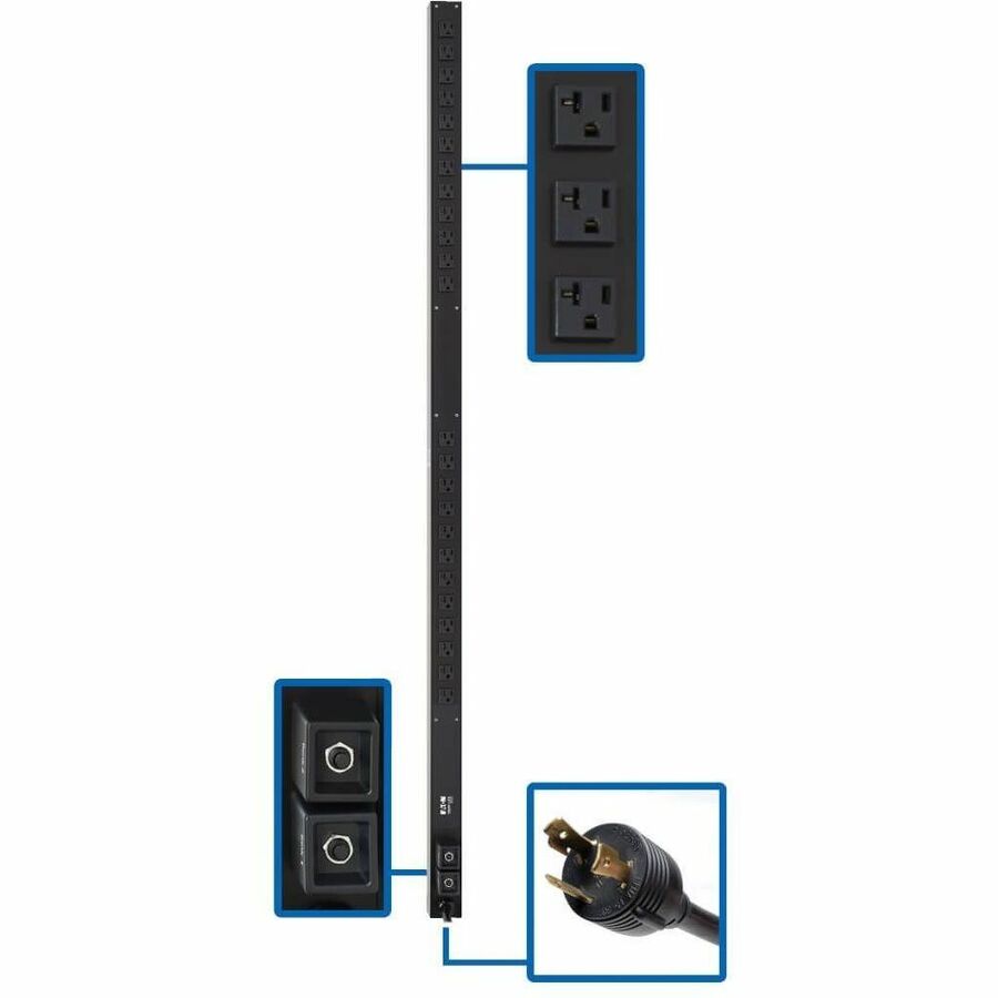 Tripp Lite PDU Basic 24 5-15/20R L5-30P 2.9kW 120V 10ft Cord 63.75in 0U - Basic - NEMA L5-30P - 24 x NEMA 5-15/20R - 120 V AC - 0U - Vertical - Rack-mountable - PDUV30 - eCommerce Business Prime