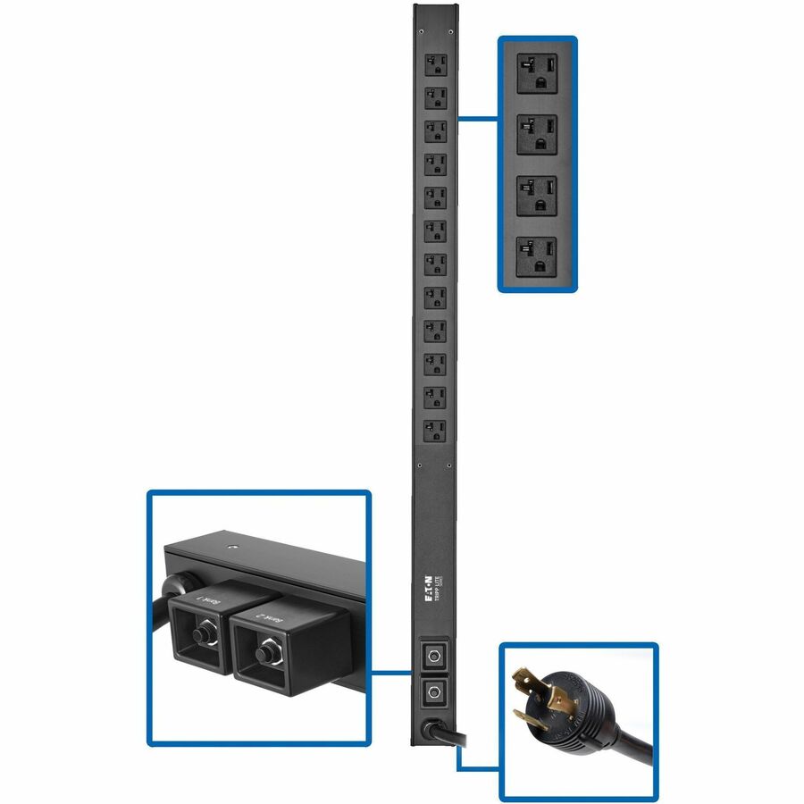 Tripp Lite PDU Basic 12 NEMA 5-15/20R L5-30P 2.9kW 120V 10ft Cord 36in 0U - Basic - NEMA L5-30P - 12 x NEMA 5-15/20R - 120 V AC - 0U - Vertical - Rack-mountable - PDUV30-36 - eCommerce Business Prime