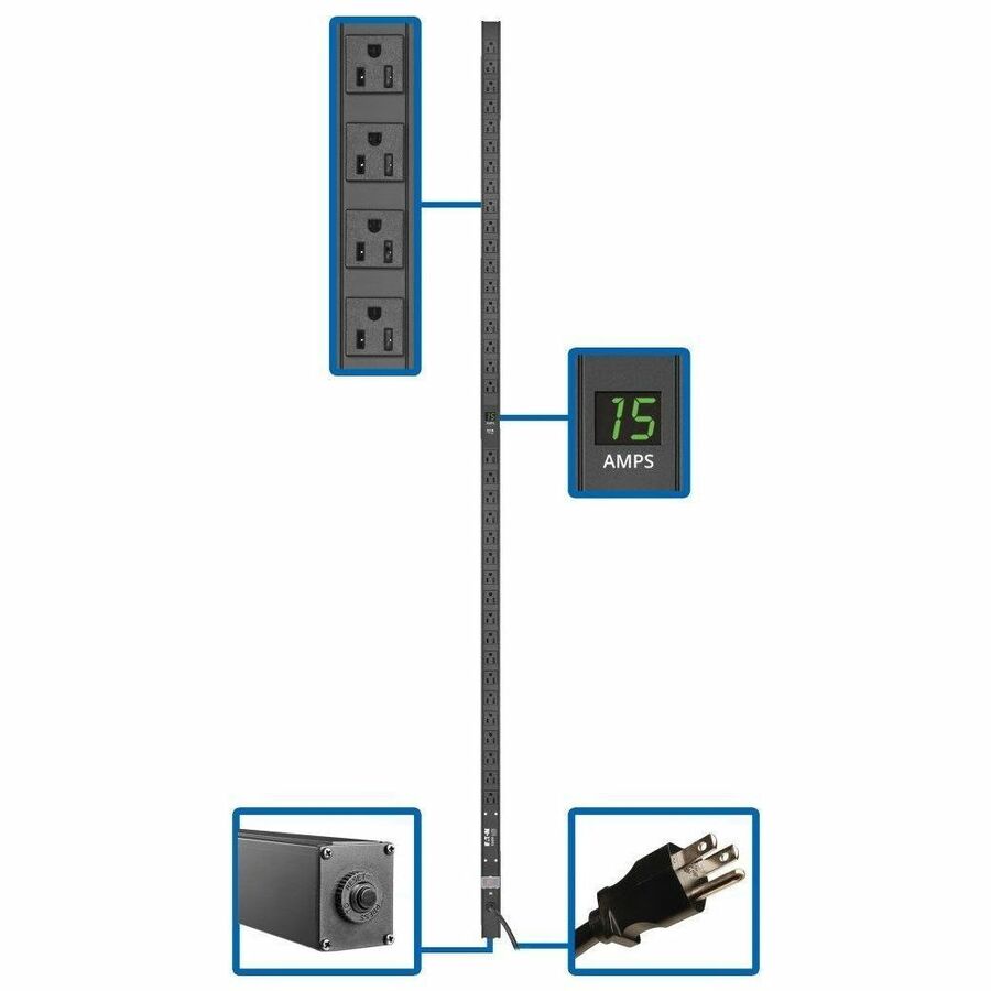 Tripp Lite PDU Metered 120V 1.44kW 36 NEMA 5-15R 5-15P 15ft Cord 72in 0URM - Metered - NEMA 5-15P - 36 x NEMA 5-15R - 120 V AC - 0U - Vertical - PDUMV15-72 - eCommerce Business Prime