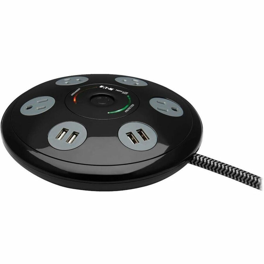 Tripp Lite Conference Surge Protector with 4 5-15R Outlets & 4 USB-A Ports 6ft Cord Black - 4 x NEMA 5-15R, 4 x USB - 1800 VA - 1800 J - 120 V AC Input - TLP406USBUFO - eCommerce Business Prime