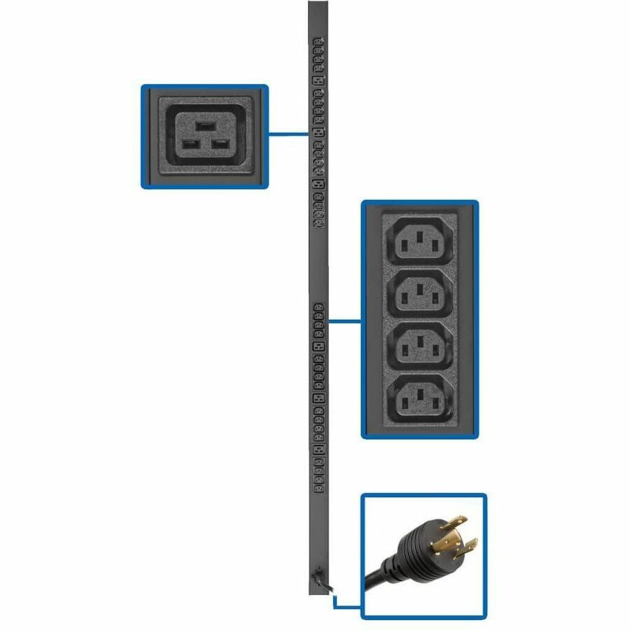 Tripp Lite PDU Basic 32 C13 6 C19 3.3/3.8kW 208/240V L6-20P 10ft Cord 0URM - Basic - NEMA L6-20P - 32 x IEC 60320 C13, 6 x IEC 60320 C19 - 230 V AC - 0U - Vertical/Toolless - Wall-mountable, Rack-moun...  - PDUV20HVL6-72 - eCommerce Business Prime