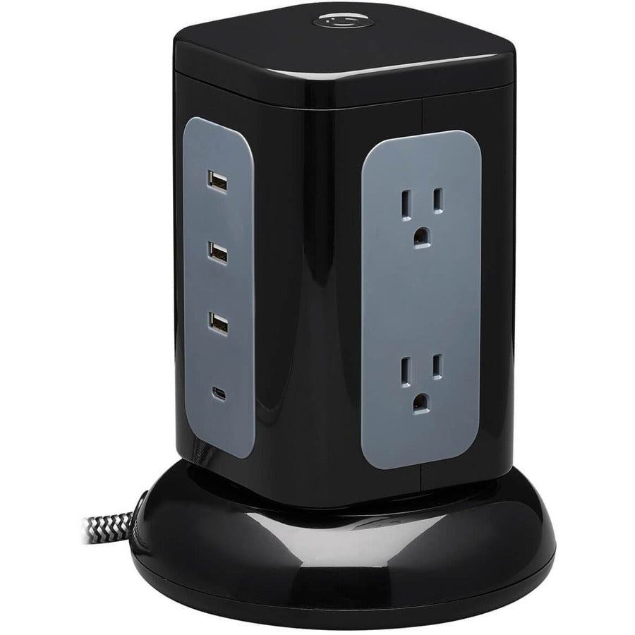 Tripp Lite Surge Protector Tower 6-Outlet 3x USB-A 1x USB C 8ft Cord Black - 6 x NEMA 5-15R, 4 x USB - 1800 VA - 1800 J - 120 V AC Input - TLP606UCTOWER - eCommerce Business Prime