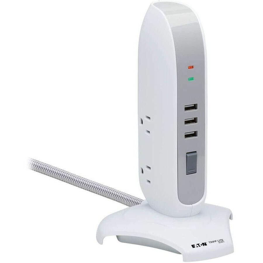 Tripp Lite Surge Protector Tower 5-Outlet 3 USB Ports 6ft Cord 5-15P White - 5 x NEMA 5-15R, 4 x USB - 1800 VA - 1200 J - 120 V AC Input - TLP66USB - eCommerce Business Prime
