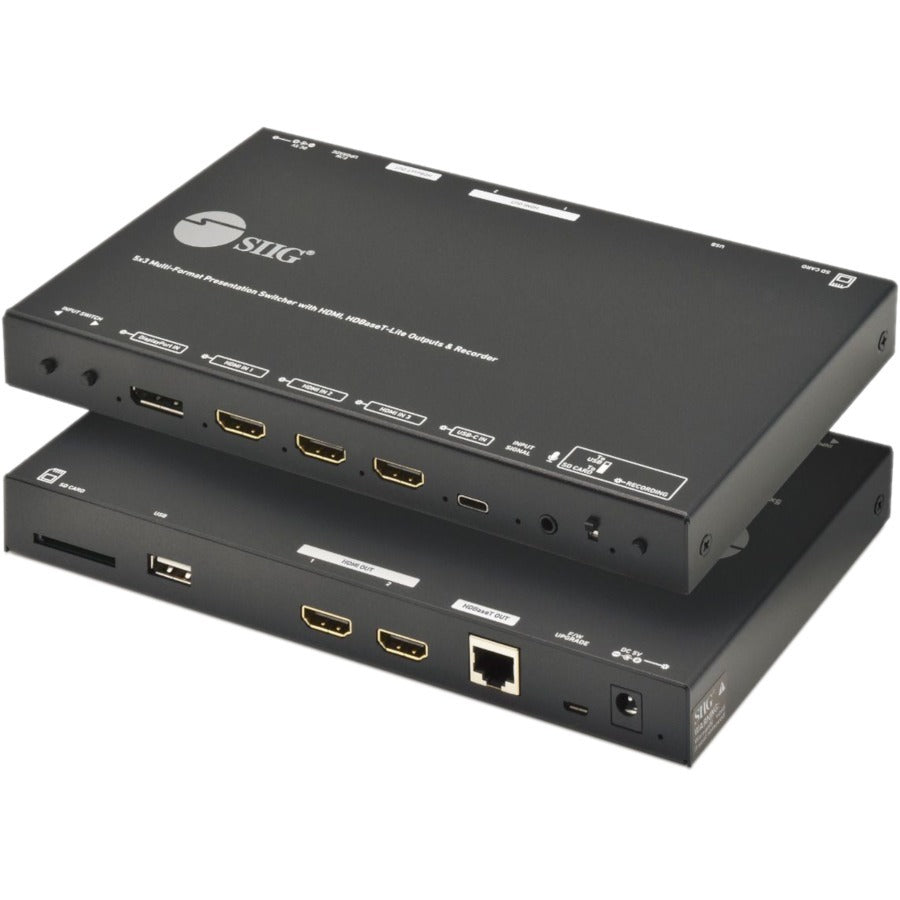 SIIG 5x3 Multi-Format 4K 60Hz Presentation Switcher & Recorder 230ft - TAA Compliant - 5 Port Switch & 3 Port Splitter ; Does Not Record HDCP Protected Contents - CE-H26S11-S1 - eCommerce Business Prime