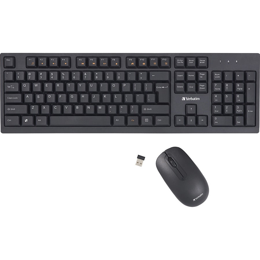 Verbatim Wireless Keyboard and Mouse - USB Type A Wireless Bluetooth 2.40 GHz Keyboard - USB Type A Wireless Mouse - Optical - 1000 dpi - 3 Button - Multimedia Hot Key(s) - Symmetrical - AA, AAA - Com...  - 70724 - eCommerce Business Prime
