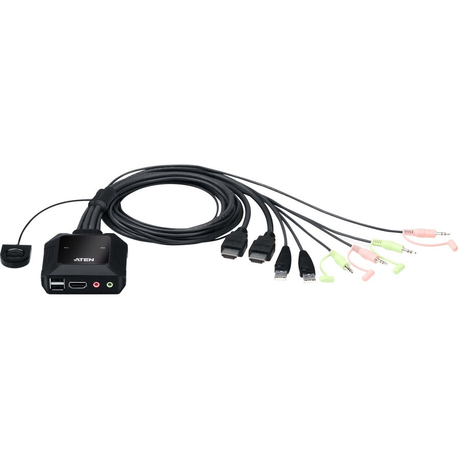 ATEN 2-Port USB 4K DCI HDMI Cable KVM Switch with Remote Port Selector - 2 Computer(s) - 4096 x 2160 - 5 x USB - 3 x HDMI - CS22H - eCommerce Business Prime