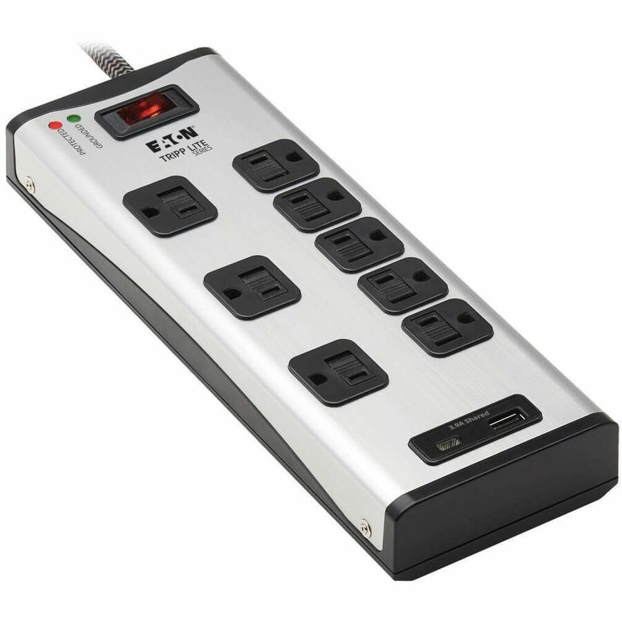 Tripp Lite Surge Protector Power Strip 8-Outlet Metal with USB-A & USB C Charging - 8 x NEMA 5-15R, 2 x USB - 1800 VA - 2100 J - 120 V AC Input - TLM88USBC - eCommerce Business Prime