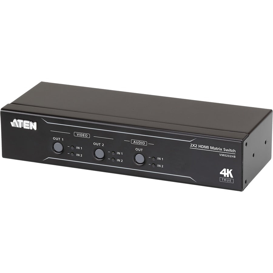 ATEN 2 x 2 True 4K HDMI Matrix Switch with Audio De-Embedder - 4096 x 2160 - 4K - 2 x 2 - Display - 2 x HDMI Out - VM0202HB - eCommerce Business Prime