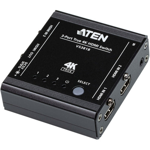 ATEN 3-Port True 4K HDMI Switch - 4096 x 2160 - 4K - 3 x 1 - Display - 1 x HDMI Out - VS381B - eCommerce Business Prime