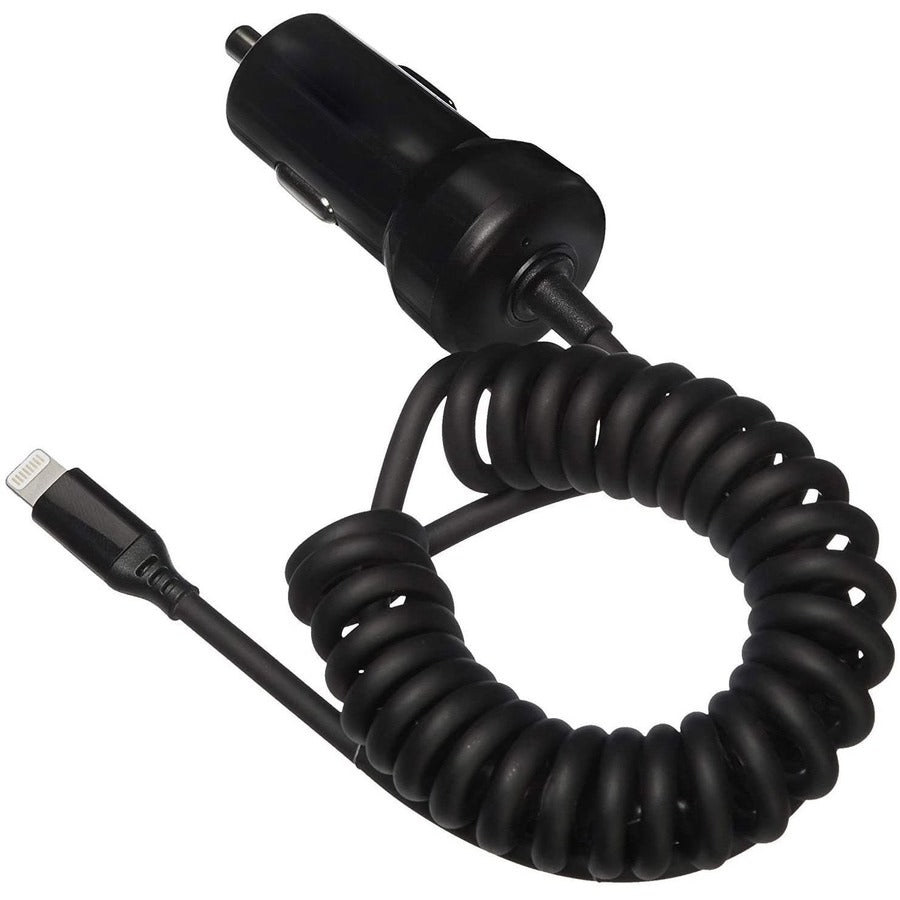 4XEM 8 Pin Lightning Car Charger (Black) for iPod/iPhone/iPad - 1 Pack - 10 W - 12 V DC Input - 5 V DC/2.10 A Output - Black - 4X8PINCHRGBK - eCommerce Business Prime
