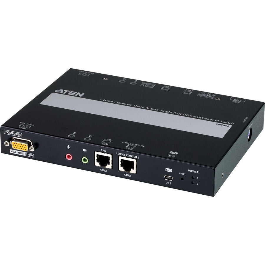 ATEN 1-Local/Remote Share Access Single Port VGA KVM over IP Switch - 1 Computer(s) - 1 Local User(s) - 1 Remote User(s) - 1920 x 1200 - 2 x Network (RJ-45) - 3 x USB2 x VGA - Desktop - CN9000 - eCommerce Business Prime