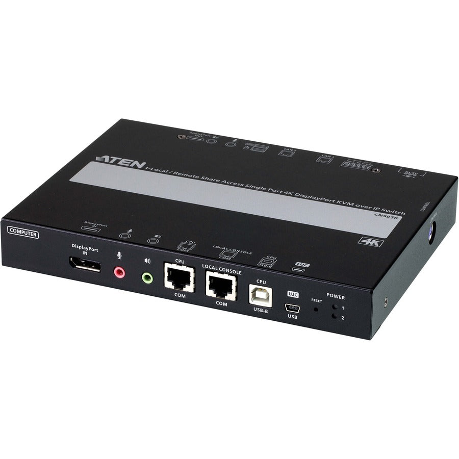 ATEN 1-Local/Remote Share Access Single Port 4K DisplayPort KVM over IP Switch - 1 Computer(s) - 1 Local User(s) - 1 Remote User(s) - 4096 x 2160 - 2 x Network (RJ-45) - 4 x USB - Desktop, Rack-mounta...  - CN9950 - eCommerce Business Prime