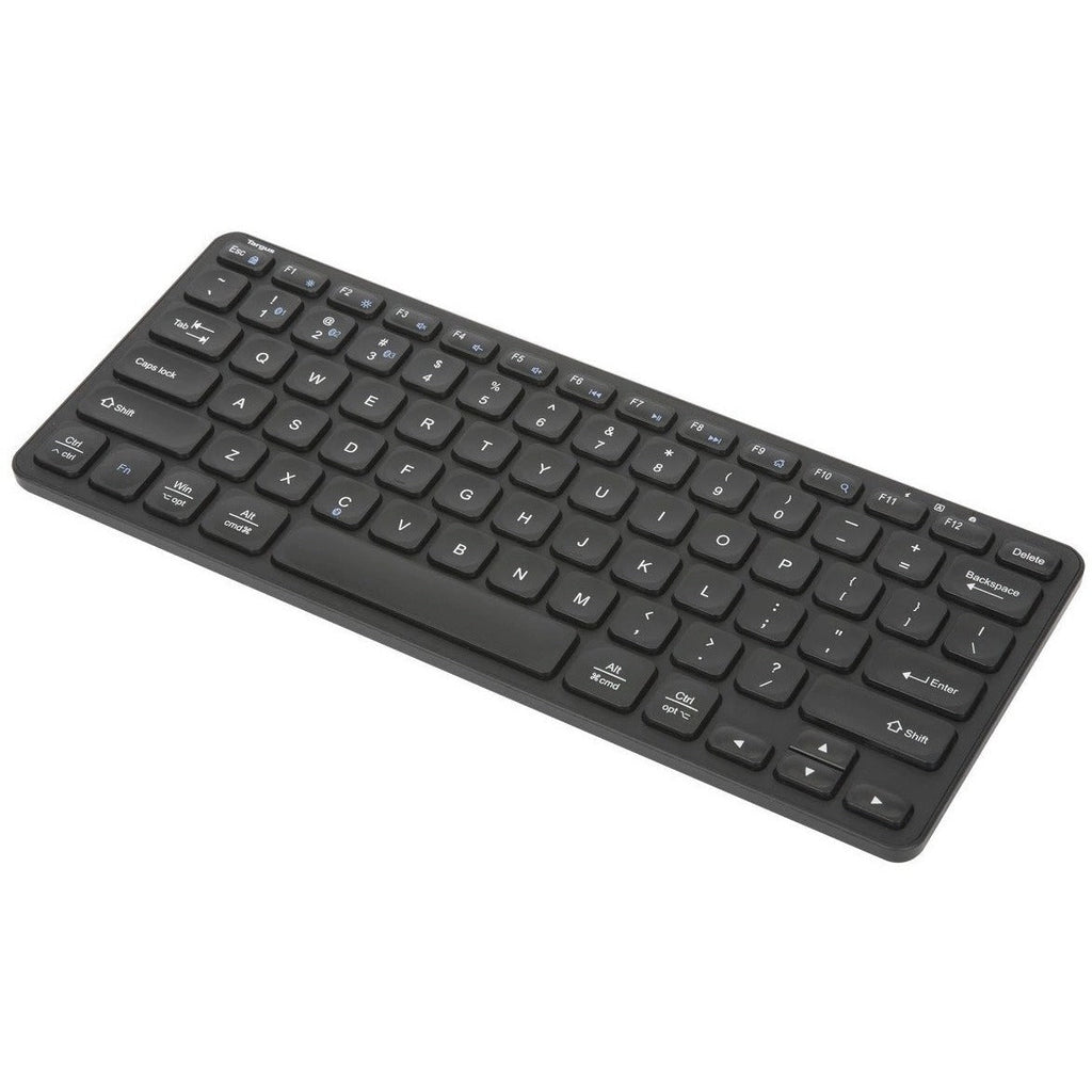 Targus Compact Multi-Device Bluetooth Antimicrobial Keyboard - Wireless Connectivity - Bluetooth - Tablet, Smartphone, Notebook - PC, Mac - AAA Battery Size Supported - Black - AKB862US - eCommerce Business Prime