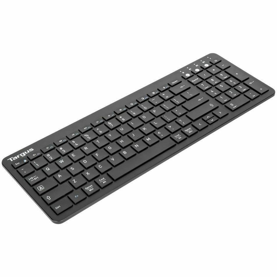 Targus Midsize Multi-Device Bluetooth Antimicrobial Keyboard - Wireless Connectivity - Bluetooth - English (US) - QWERTY Layout - PC, Mac - AAA Battery Size Supported - Black - AKB863US - eCommerce Business Prime