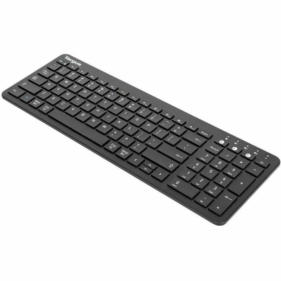 Targus Midsize Multi-Device Bluetooth Antimicrobial Keyboard - Wireless Connectivity - Bluetooth - English (US) - QWERTY Layout - PC, Mac - AAA Battery Size Supported - Black - AKB863US - eCommerce Business Prime