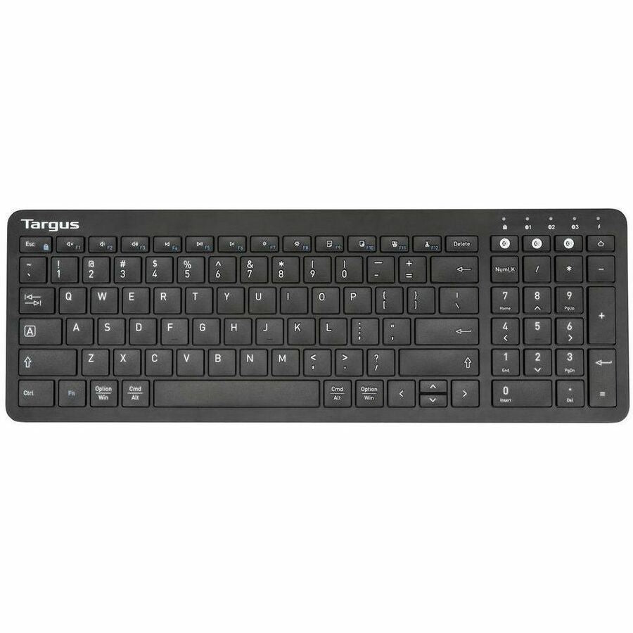 Targus Midsize Multi-Device Bluetooth Antimicrobial Keyboard - Wireless Connectivity - Bluetooth - English (US) - QWERTY Layout - PC, Mac - AAA Battery Size Supported - Black - AKB863US - eCommerce Business Prime