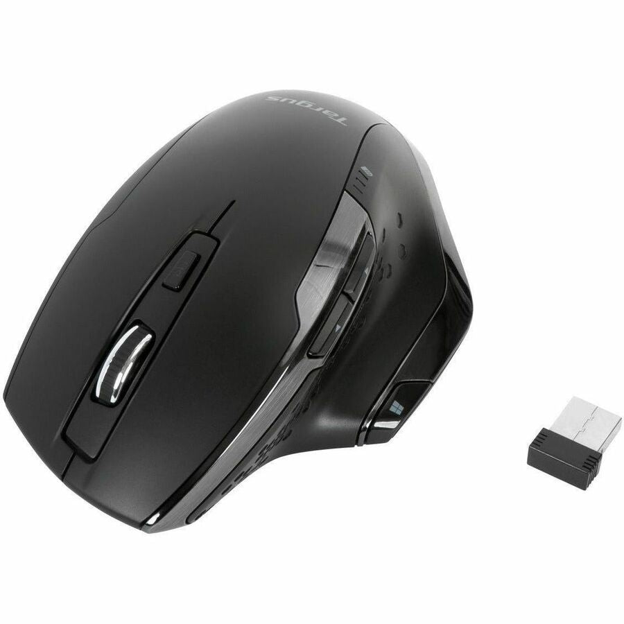 Targus Antimicrobial Ergo Wireless Mouse - BlueTrace - Wireless - Radio Frequency - 2.40 GHz - Black - USB Type A - 1600 dpi - Scroll Wheel, Thumbwheel - 7 Button(s) - Right-handed Only - AMW584GL - eCommerce Business Prime