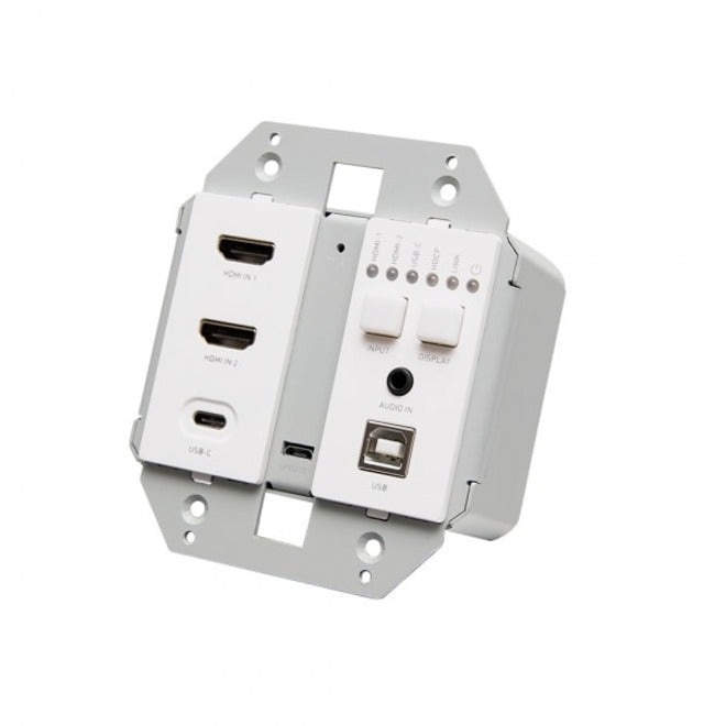 C2G Video Extender Transmitter - 2 Input Device - 230 ft Range - 1 x Network (RJ-45) - 3 x USB - 2 x HDMI In - 4K UHD - Wall Plate - C2G30019 - eCommerce Business Prime
