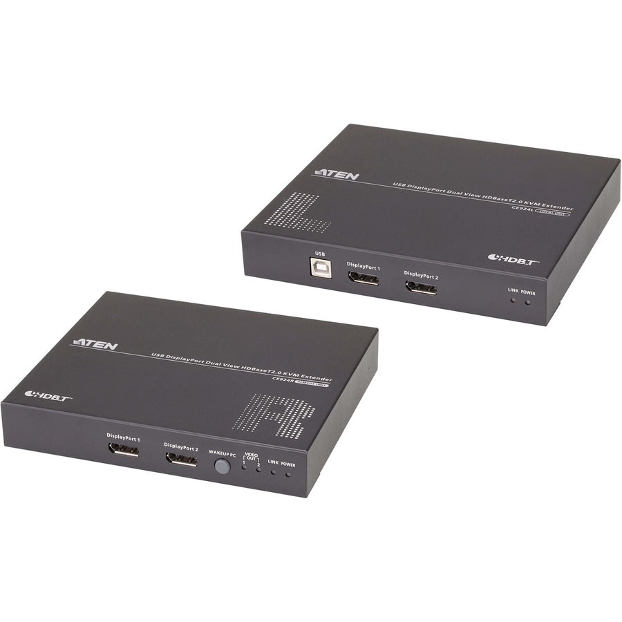 ATEN USB DisplayPort Dual View HDBaseT 2.0 KVM Extender (4K@100m for Single View) - 2 Computer(s) - 2 Local User(s) - 328.08 ft Range - 4K - 4096 x 2160 Maximum Video Resolution - 2 x Network (RJ-45) ...  - CE924 - eCommerce Business Prime