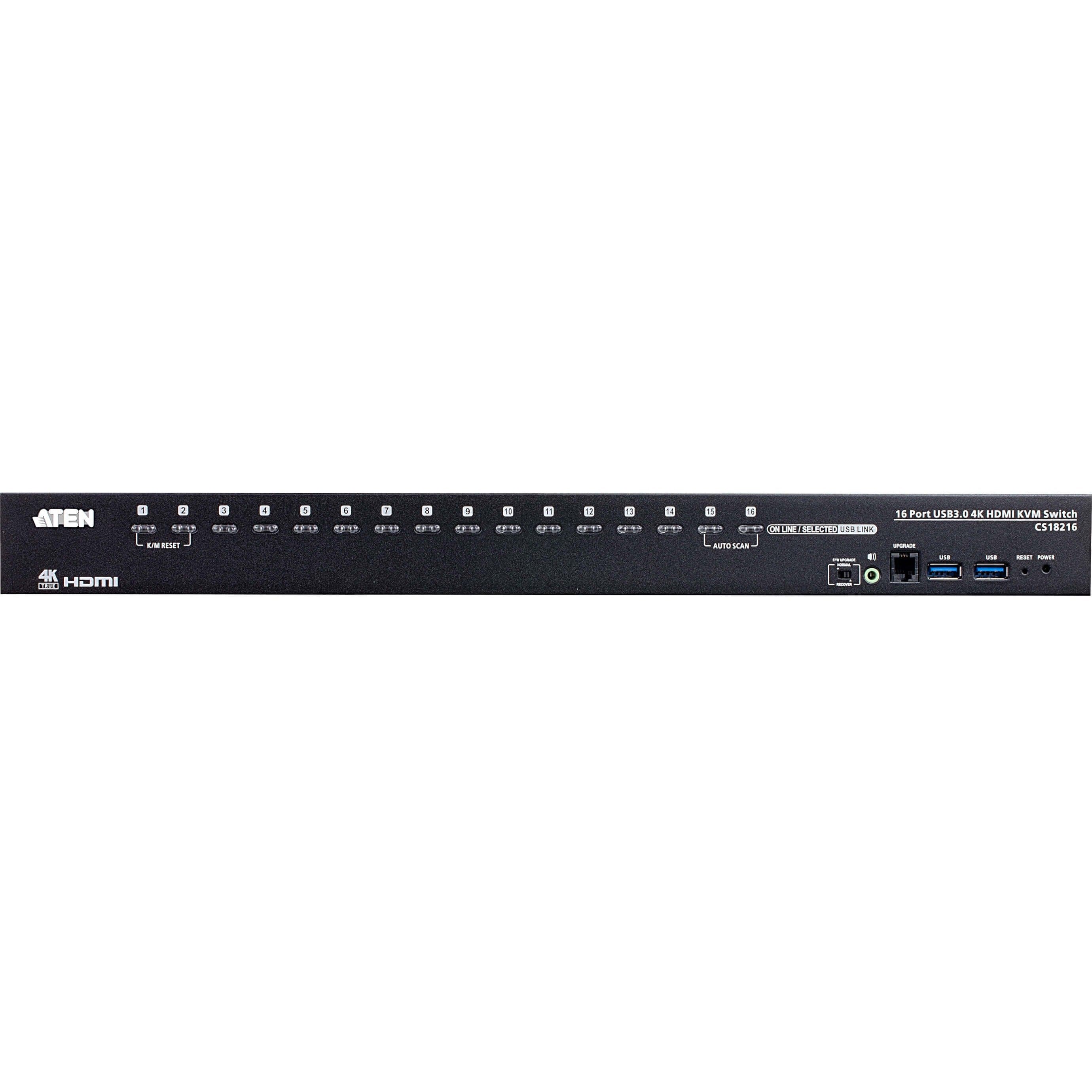 ATEN CS18216 16-Port USB 3.0 4K HDMI KVM Switch with Rack Mounting Kit - 16 Computer(s) - 1 Local User(s) - 4096 x 2160 - 20 x USB - 17 x HDMI - Desktop, Rack-mountable - CS18216 - eCommerce Business Prime