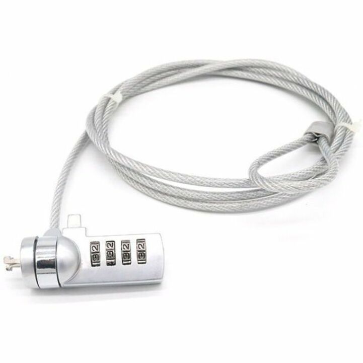 4XEM Laptop Combination Lock- 6FT - Resettable - 4-digit - Silver - Vinyl Coated Steel, Steel - 6 ft - For Notebook - 4XLAPLOCK6 - eCommerce Business Prime