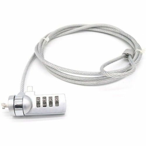 4XEM Laptop Combination Lock- 6FT - Resettable - 4-digit - Silver - Vinyl Coated Steel, Steel - 6 ft - For Notebook - 4XLAPLOCK6 - eCommerce Business Prime