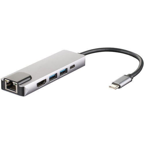 4XEM 5-in-1 HDMI, RJ-45, USB 3.0, USB-C Dock - for Notebook/Smartphone/Monitor - 100 W - USB 3.0 Type C - 4K - 3840 x 2160 - 2 x USB 3.0 - 2 x USB Type-A Ports - USB Type-A - 1 x USB Type-C Ports - US...  - 4XUSBCHUB08 - eCommerce Business Prime