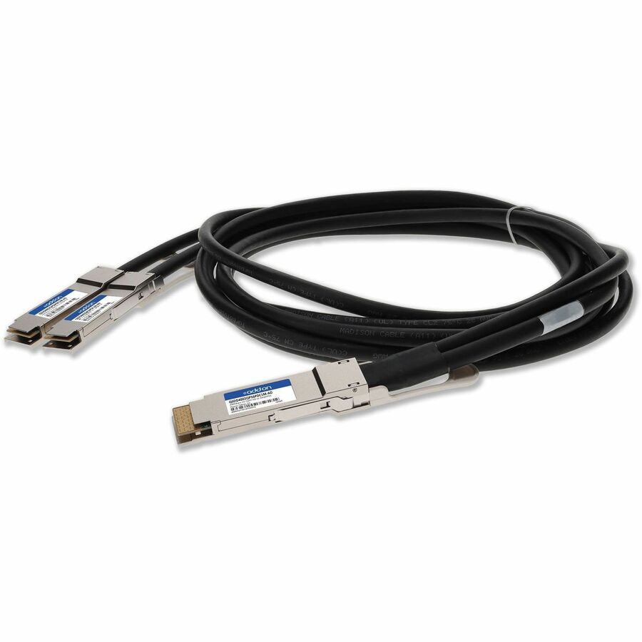 AddOn Twinaxial Network Cable - 3.28 ft Twinaxial Network Cable for Network Device, Transceiver - First End: 1 x QSFP-DD Network - Male - Second End: 2 x QSFP56 Network - Male - 400 Gbit/s - Aqua - 1 ...  - QSDD4002QP56PDC1M-AO - eCommerce Business Prime
