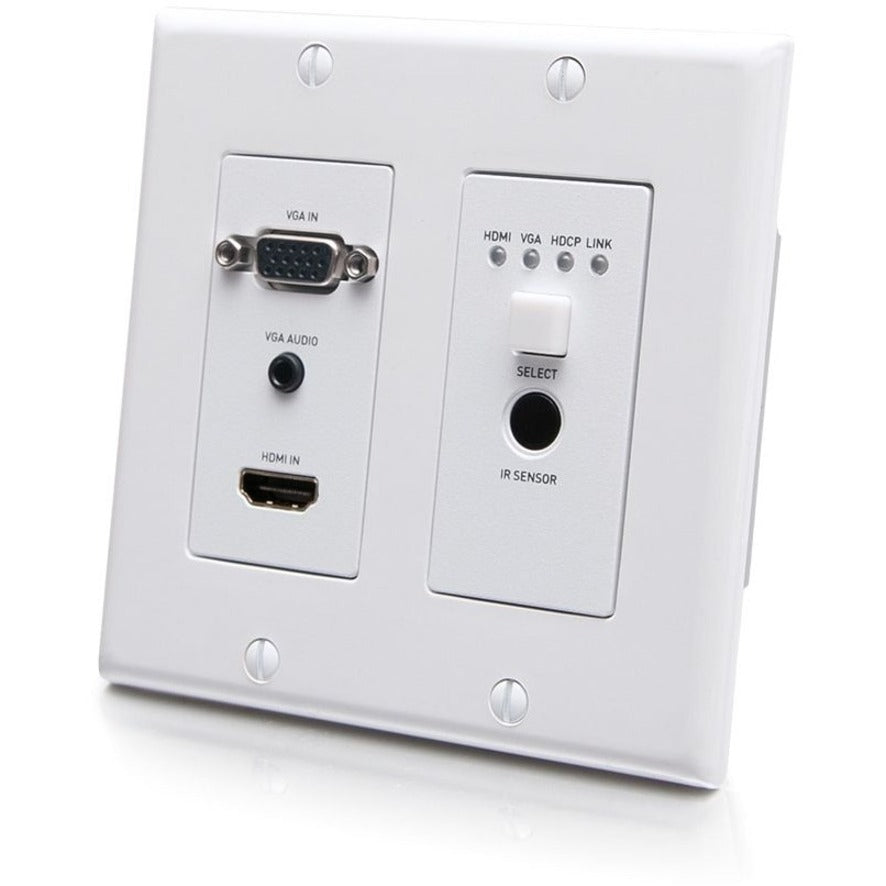 C2G 1 HDMI+VGA Wall Plate TX - 2 Input Device - 230 ft Range - 1 x Network (RJ-45) - 1 x HDMI In - 1 x VGA In - 4K UHD - Twisted Pair - Category 6a - Wall Plate - C2G30017 - eCommerce Business Prime