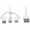 Tripp Lite Safe-IT Universal USB-A to Lightning, USB Micro-B and USB-C Sync/Charge Antibacterial Cable (M/3xM), MFi Certified, White, 4 ft. (1.2 m) - 3.94 ft Lightning/Micro-USB/USB/USB-C Data Transfe...  - M101AB-004-LMCW - eCommerce Business Prime